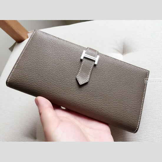 エルメス Bearnべアンスフレ Etoupeエトープ長財布マチあり 9072533