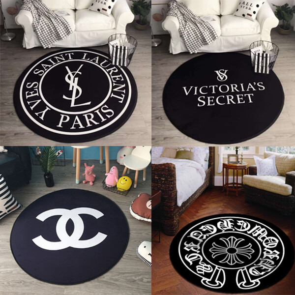 シャネルラグカーペット トイレマット 円形 シュプリーム オシャレ 滑り止め 丸型バスマット 9082315