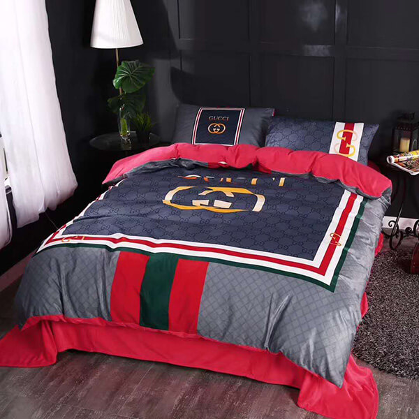 グッチ 布団カバー ダブル4点セット 枕カバー 掛け布団カバー シーツカバー 防ダニ 寝具カバー 3色 9082321