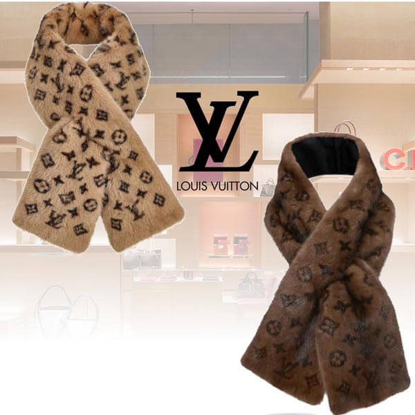 日本未発売 ルイヴィトン マフラー ミンクファー エシャルプ モノグラムミンク M78744