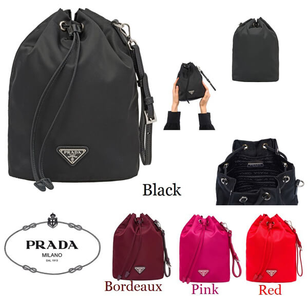 【プラダ】サフィアーノレザー持ち手付ナイロンポーチ*1NE369_067