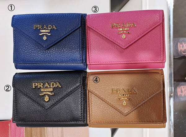 【セール】プラダ スーパーコピー ソフトレザーかわいいミニ3つ折り財布 1MH021