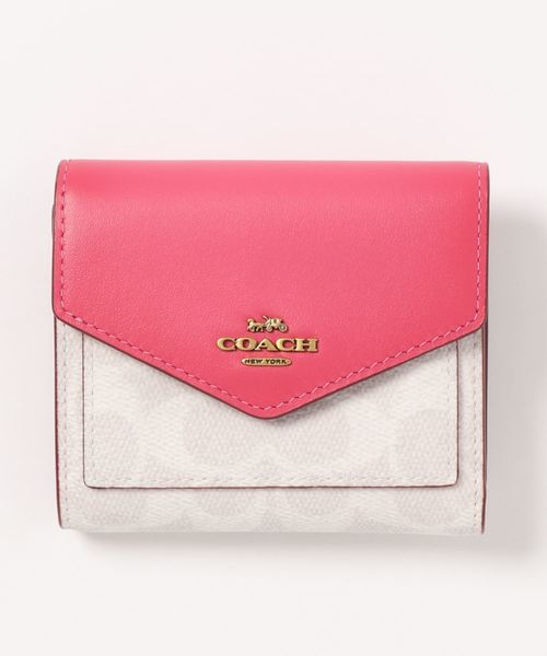 【コーチ 三つ折り財布】コピースモール ウォレット カラーブロック シグネチャー キャンバス20201