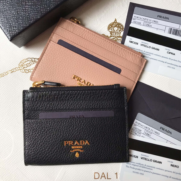 選べるお色≪プラダ≫偽物カードコインケースIMC026≪VITELLO GRAIN≫D1H0289