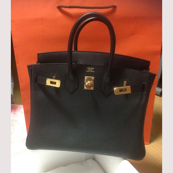 2021新作 大人気 エルメス バーキン25 偽物 黒 スイフト ゴールド金具 PK27