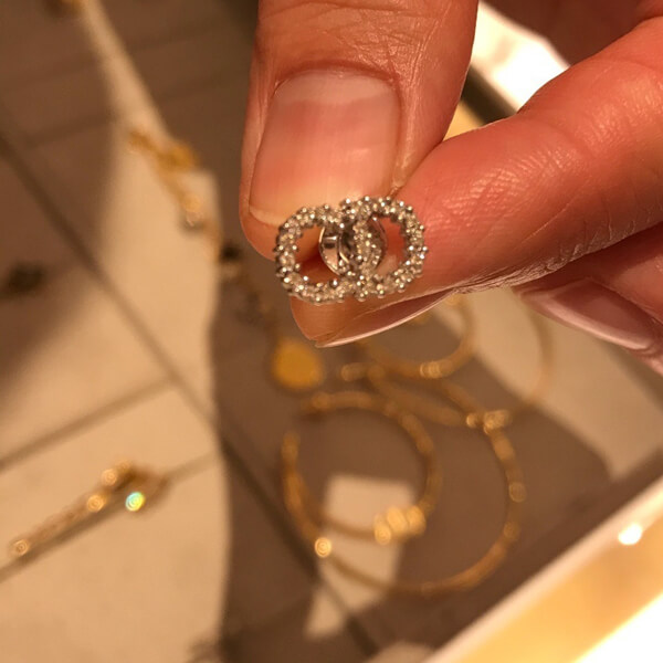 【ディオール】ディオール ピアス コピー キラキラクリスタル「月の光」CDピアス☆Gold/Silver571OB3