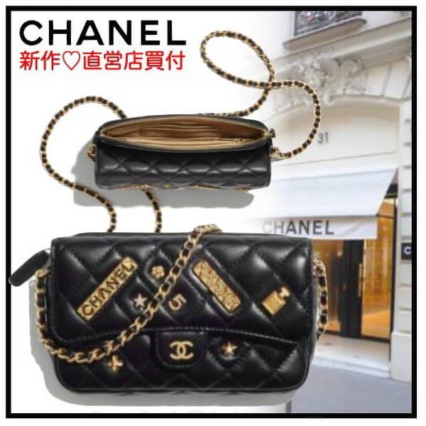 21SS新作♡可愛い シャネル コピー フラップ フォン ケース バッグ ブラック AP2096 B05518 94305