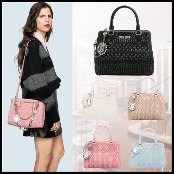 大人気 ミュウミュウ ハンドバッグ コピー クリスタル レザー バッグ 21042601 5BA067FVJF0002VOOO