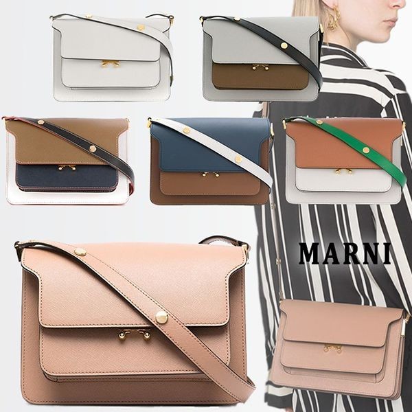 マルニ ショルダーバッグ コピー TRUNK MEDIUM サフィアーノ カーフ ショルダーバッグSBMPN09NO1LV520ZC32N