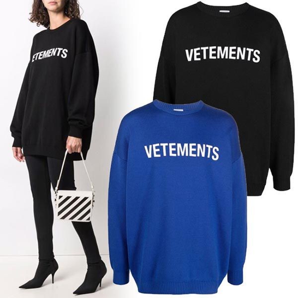 【ヴェトモン ニット 偽物】ロゴ メリノウール ニット 2色 UA52KN720