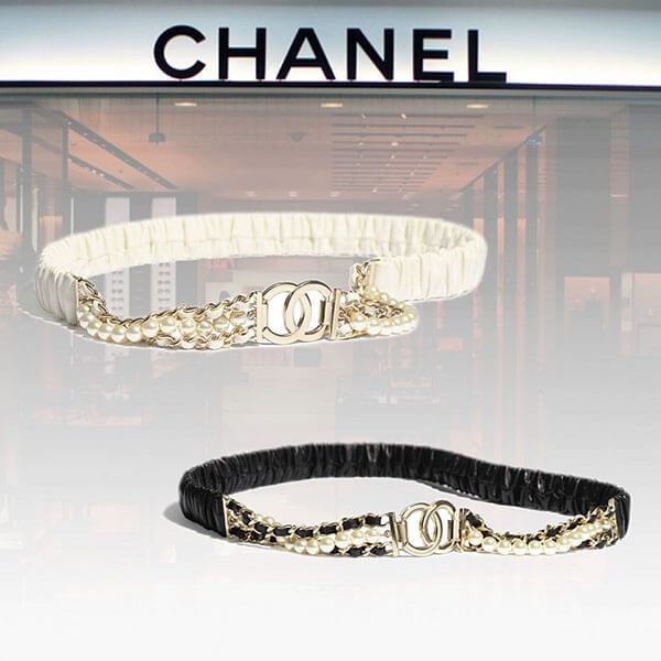 2021SS シャネル ベルト 偽物 ロゴ ブラック ホワイト AA7481B0534110800