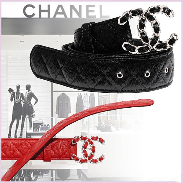 シャネル ベルト コピー カーフスキンベルト アクセサリー コピー BLACK RED21091701
