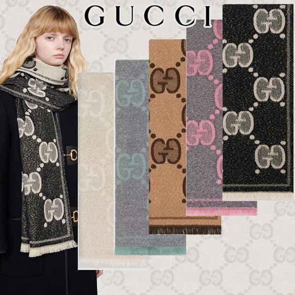 グッチ★GGウール ラメ ジャカード スカーフ/マフラー コピー★すぐ届く598993 3GC15