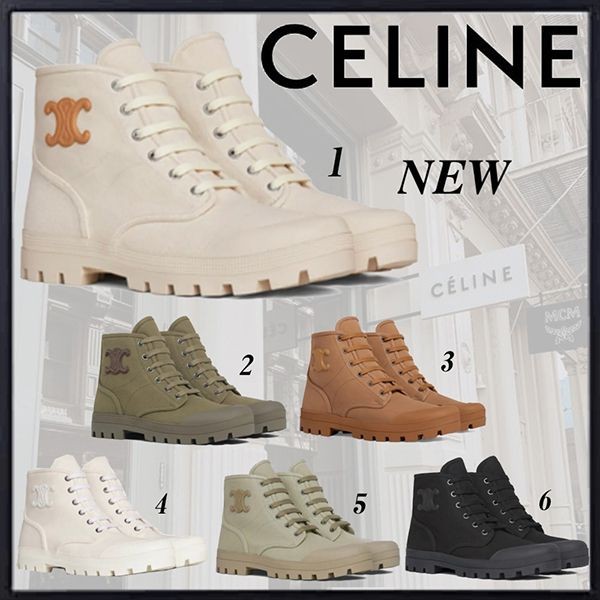 【女性】◆セリーヌ◆パタパンレースアップブーツ コピー ロゴ 6色 343142198C.04LU