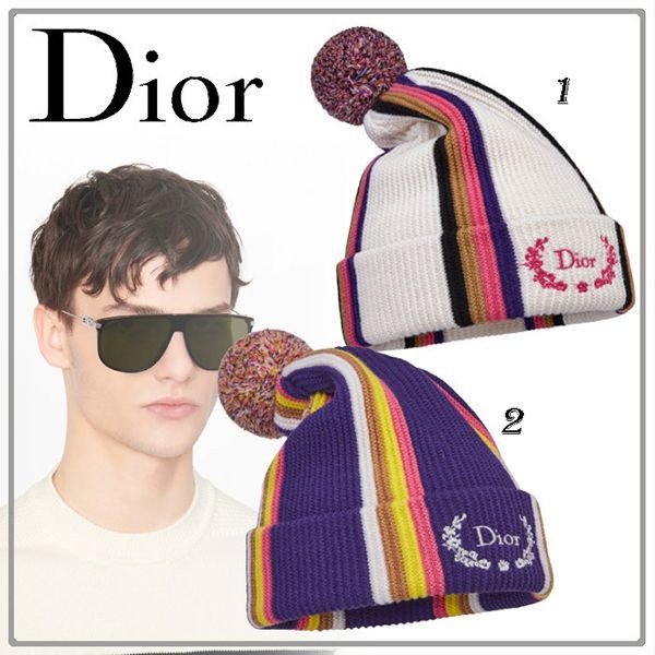 ナチュラル可愛い☆ディオール シグネチャー ウールニット ポンポン ビーニー 偽物 2色 313MB01AT479_C480