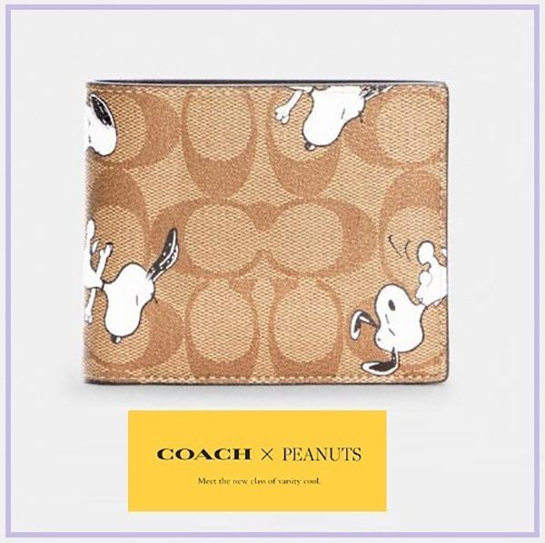 【やっぱり人気！】【限定コラボ】コーチ × Peanuts スヌーピー 偽物 折財布