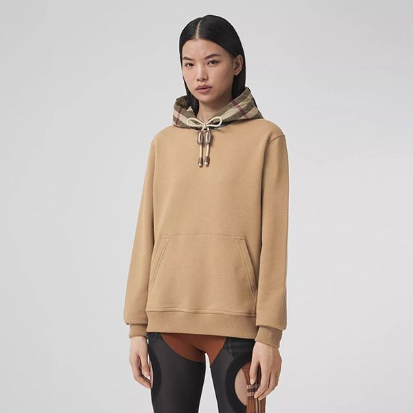 バーバリー チェック フード コットン オーバーサイズ フーディ 偽物 2色 80509511