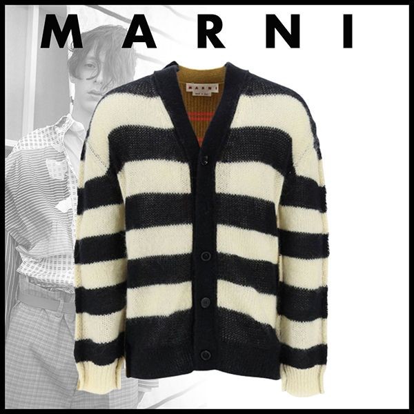 【限定カラー】マルニ スーパーコピー マルチストライプ カーディガン UFU187