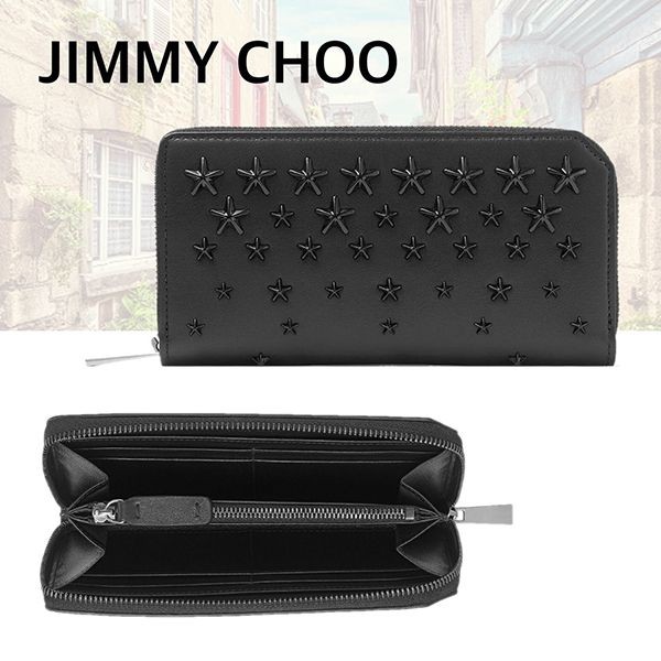 【訳あり特価】ジミーチュウ 偽物 スタースタッズ付 長財布 カーフレザー CARNABYSAOR