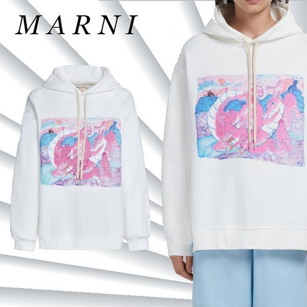 稀少マルニ 偽物 スウェットシャツ 長袖 オーバーサイズ 巾着フード FDW03