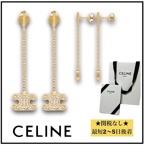 新作もセール価格！セリーヌ ピアス 偽物ゴールド ブラス＆クリスタル ピアス 460NB6BCZ.35OR