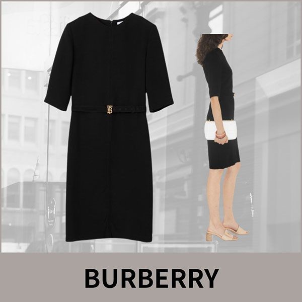 VIPセールバーバリー モノグラムモチーフ ビスコース ベルティッドドレス 偽物 ワンピース 80657871