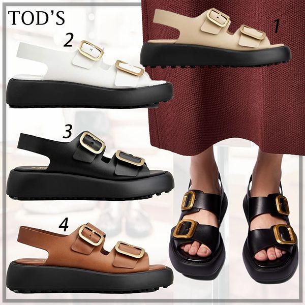 早い者勝ち♪トッズ レザー メタル バックル サンダル 偽物 4色 XXW11K0FH50N6MC606