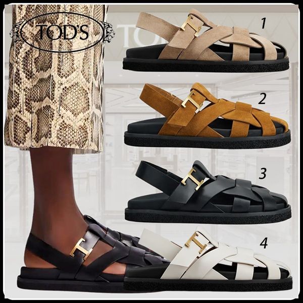 【限定 女】トッズ T タイムレス スエード サンダル 偽物 4色 XXW75K0HD60GOCB015