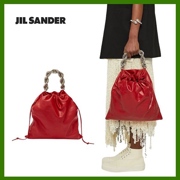 【セールで奇跡の入荷！】ジルサンダー 偽物 エンボスロゴ メタルチェーン ハンドバッグ J08WD0040P5711618