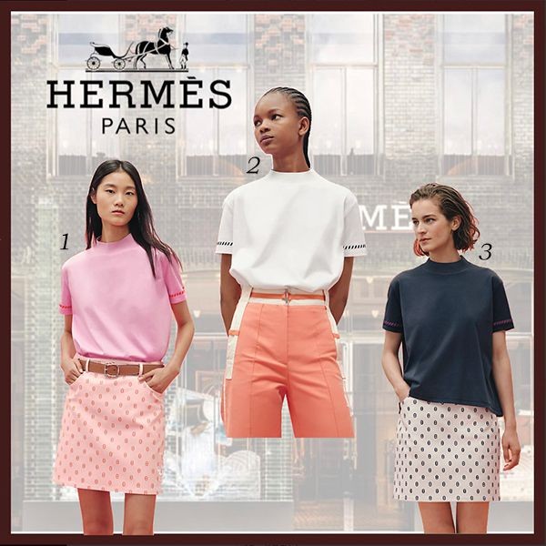 トレンドの最前線☆エルメス コピー グラフィックプリント ボクシー Tシャツ 3色 H3E4621DL9034