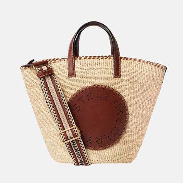 入手困難ステラ マッカートニー かごバッグ 偽物★ロゴ ラフィア ミディアムバスケットバッグ