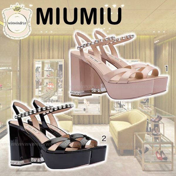 大人お洒落ミュウミュウ∞パテントレザー サンダル 偽物5XP850_3AFQ