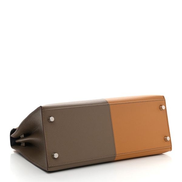 数量限定版エルメス ミニケリー コピーバイカラー エトゥープ×チャイ/S金具