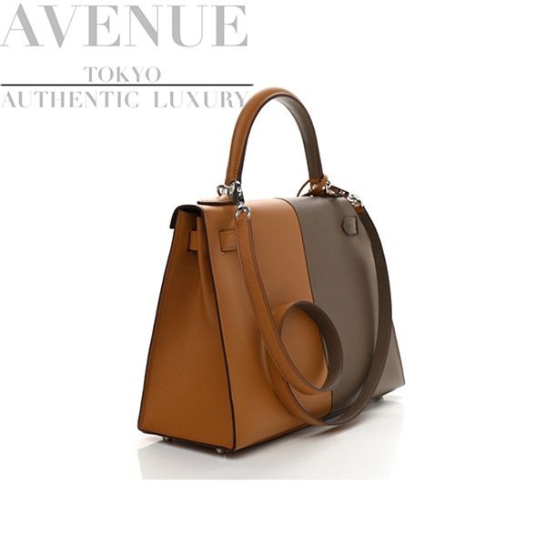 数量限定版エルメス ミニケリー コピーバイカラー エトゥープ×チャイ/S金具