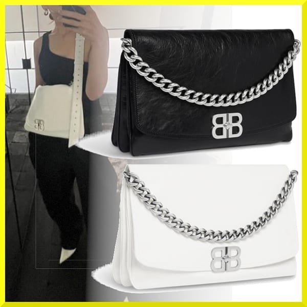 高級感溢れる☆バレンシアガ BB ソフトフラップ バッグ オプティック ホワイト 偽物 2色 7484882AAIY9001