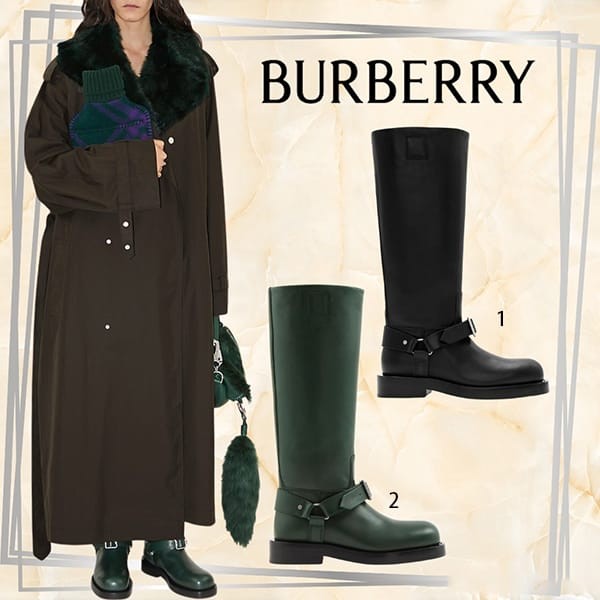大人気!!新色!!バーバリー 偽物 レザー サドル トールブーツ 2色 80753791