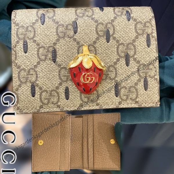 芸能人愛用グッチ ダブルG ストロベリー カードケース 偽物ウォレット726247