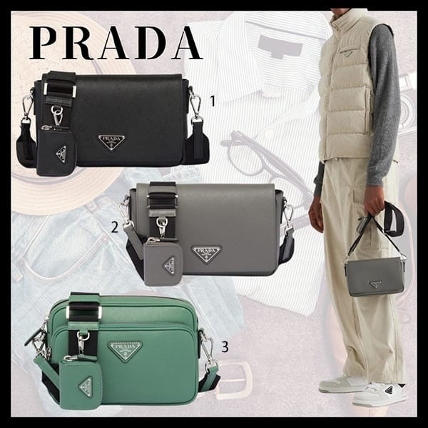 争奪戦☆プラダ ロゴ サフィアーノ レザー ショルダーバッグ コピー 2色 2VH170_9Z2