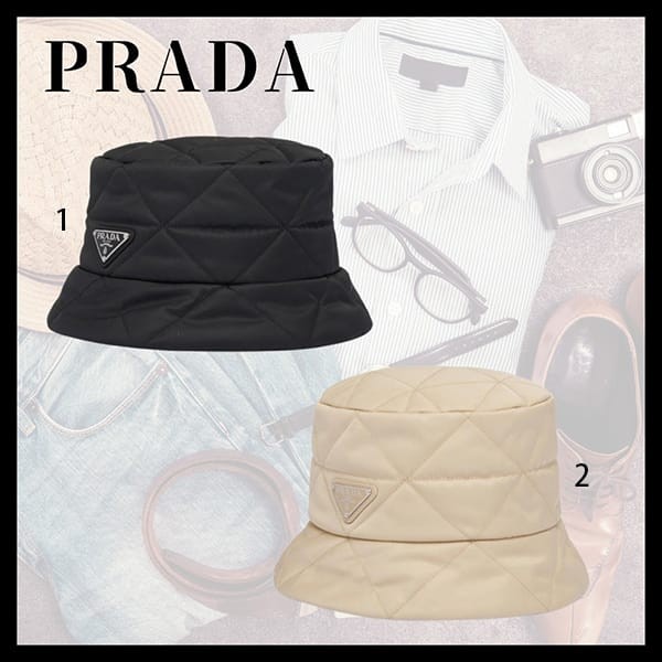 プラダ Re-Nylon バケットハット コピー ロゴ キルティング 2色 1HC325_2DV4_F0002