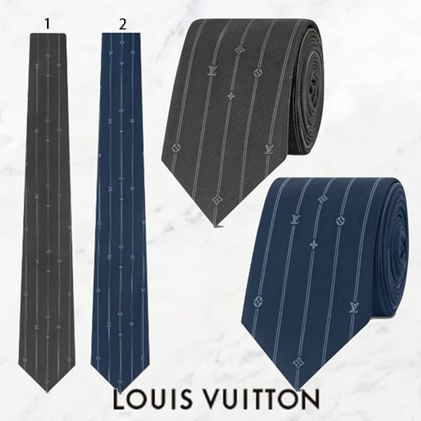 選べるお色ルイヴィトン 偽物 ネクタイ モノグラム ストライプス 7CM 2色 M79090