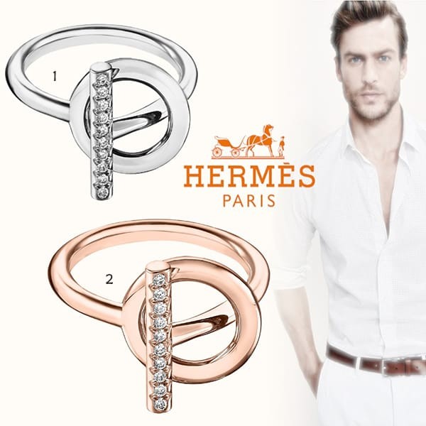 【訳あり特価】エルメス 偽物 エシャペ  リング スモールモデル 2色 H219691B