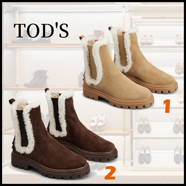 超入手困難トッズ スエード＆ムートン 偽物 チェルシー ブーツXXW08J0GJ