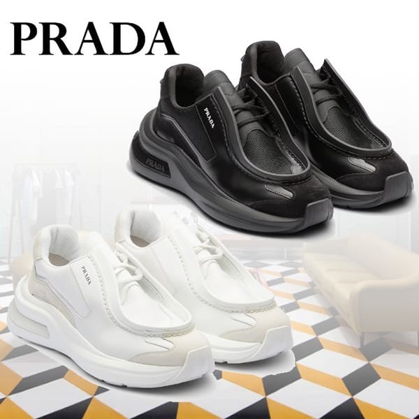 【訳あり特価】プラダ コピー バイクファブリックxスエード スニーカー 2色 2EG4243C37