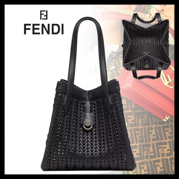 2023SSフェンディ Origami M インターレースレザーバッグ コピー 8BH414APZBF0KUR
