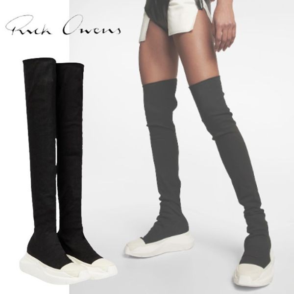 【リックオウエンス】DRKSHDW 偽物ストッキング デニム ブーツ ブラック11152