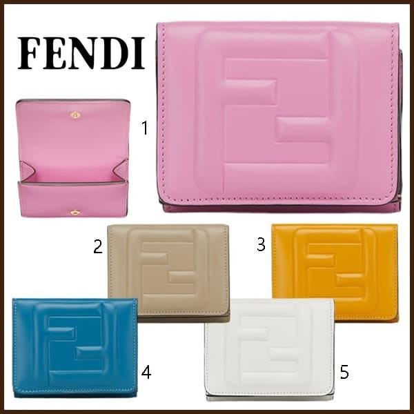 フェンディ FF キューブ 三つ折り財布 ミニウォレット レザー 偽物 5色 8M0395AQEWF0VPG