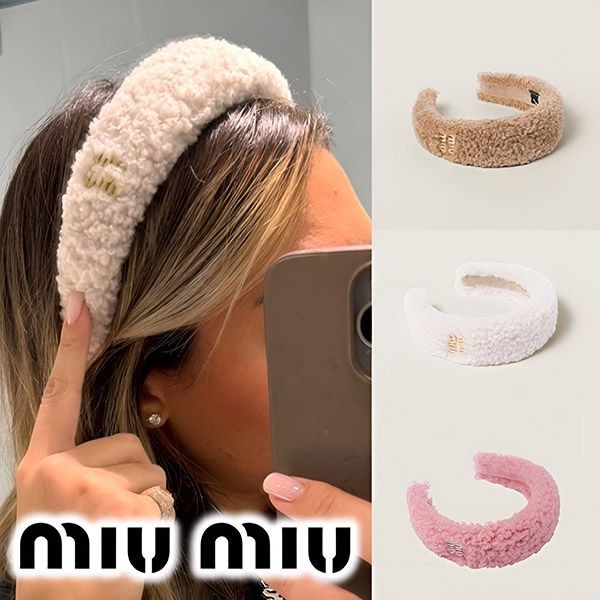 可愛いもこもこが可愛い♥【ミュウミュウ】シアリング ヘッドバンド 5IH025_2F7T_F098L