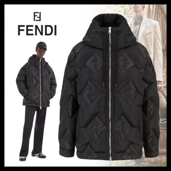 NEWカラー完売必須フェンディ ブラックナイロン ダウンジャケット コピー FAA911AQNHF0GME