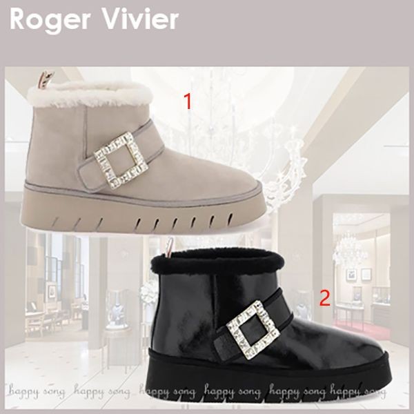 ロジェヴィヴィエコピー◆ストラスバックル付きローアンクルブーツRVW716