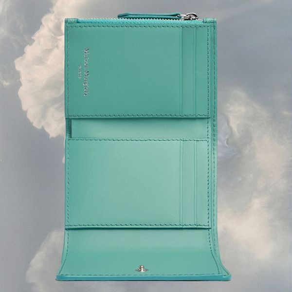 【新デザイン】【マルジェラ】三つ折り財布 偽物 ライトブルーSA3UI0017P5787HA004